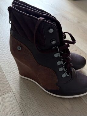 Reebok x Alicia Keys Brown and Dark Purple Wedge Lace-Up Boots